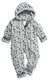 Playshoes Unisex Kinder Fleece-Overall Jumpsuit, grau Sterne, 92