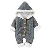 Haokaini Neugeborene Baby Kapuze Strick Strampler Fleece Pullover Wärmer Schneeanzug Overall Overalls Strampler Baby Winter Oberbekleidung für Jungen Mädchen