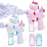 JOYIN 2 Pcs Einhorn Seifenblasen Pistolen für Kinder mit Seifenblasenflüssigkeit , Einhorn Seifenblasenpistole für Indoor & Outdoor Spiele