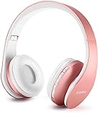 ZAPIG Premium Kinderkopfhörer, Bluetooth Kopfhörer für Kinder mit Gehörschutz, Leichte Kinder Kopfhörer mit Faltbare Kopfband, Rosa Gold