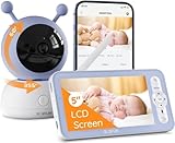 BOIFUN Babyphone mit Kamera App 1080P, PTZ 355°/90° Geräuschlose Rotation 4×Zoom, 5' Video Babyphone, Bewegungs und Geräuscherkennung, Temperatur und Luftfeuchtigkeitsüberwachung [VOX-Modus]