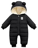 Baby Winter Overall mit Kapuze, Strampler Schneeanzug Jungen Mädchen Langarm Jumpsuit Warm Outfits Geschenk 9-12 Monate