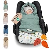 ULLENBOOM Einschlagdecke Babyschale, 100% OEKO-TEX Materialien, Ideal für Herbst und Winter, Salbeigrün-Regenwald (Made in EU) - Babydecke für Kindersitz oder Kinderwagen