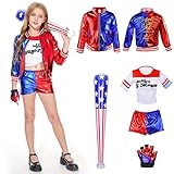 Hereneer Kinderkostüm, Halloween Karneval Cosplay Costume Enthalten Jacke, T-Shirt, Shorts, Handschuh und Bösewicht, Cosplay Kleid Kostüme für Kinder für Halloween Karneval Clown (XL)