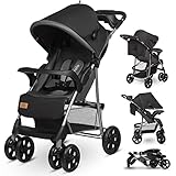 LIONELO Emma Plus Kinderwagen bis zu 15 kg, Kindersportwagen, leicht modern klein Buggy mit Liegeposition, zusammenklappbar, große Räder, großer Korb, Tasche